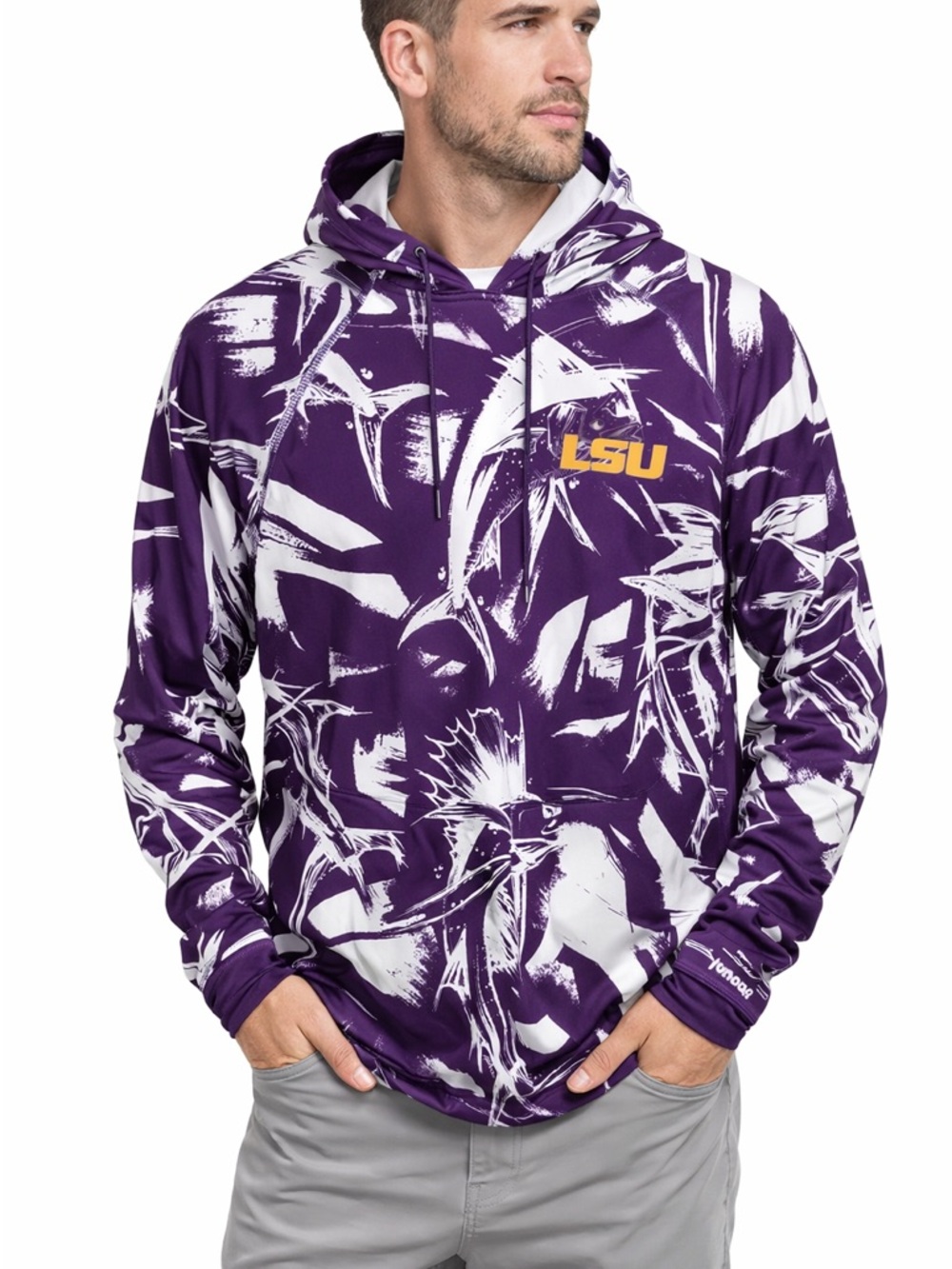 Columbia LSU Purple Performance Hoodie Fishing Style Men’s S Unisex NWT